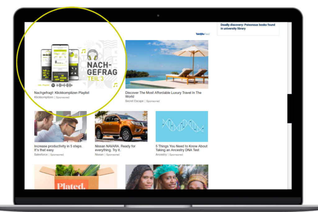 Beispielbild: So könnte deine Anzeige im Taboola-Feed aussehen. | Quelle: Taboola Demo