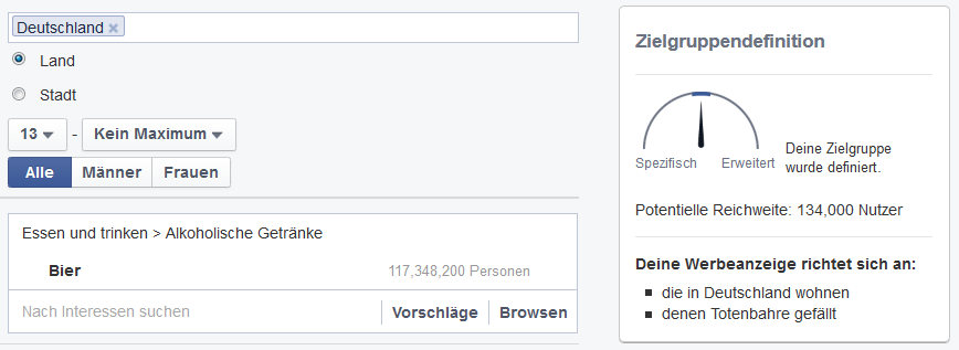 Facebook Werbeanzeigen Zielgruppe