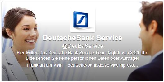 Hier twittert das Service Team der Deutschen Bank