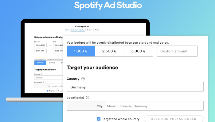 Spotify Ad Studio - Target audience