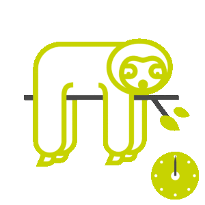 müdes Faultier und rasende Uhr