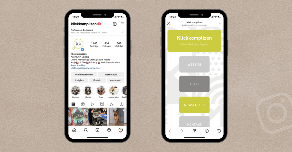 Links im Instagram-Profil - Linktree