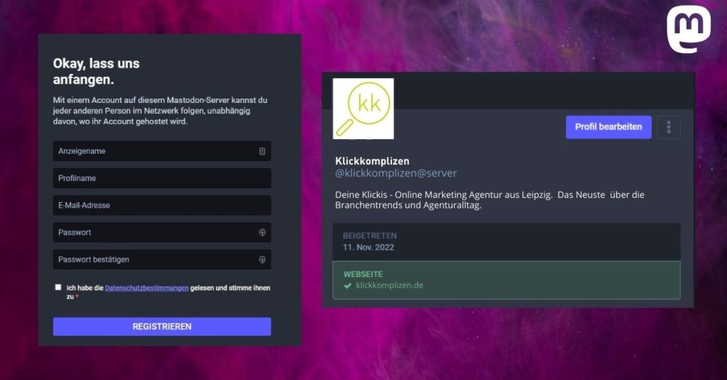 Mastodon Account erstellen: Anmelden und Profil bearbeiten