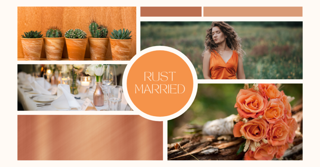 Pinterest Predicts - Rust Married Moodboerad mit Farben, Kleidern und Tischdeko