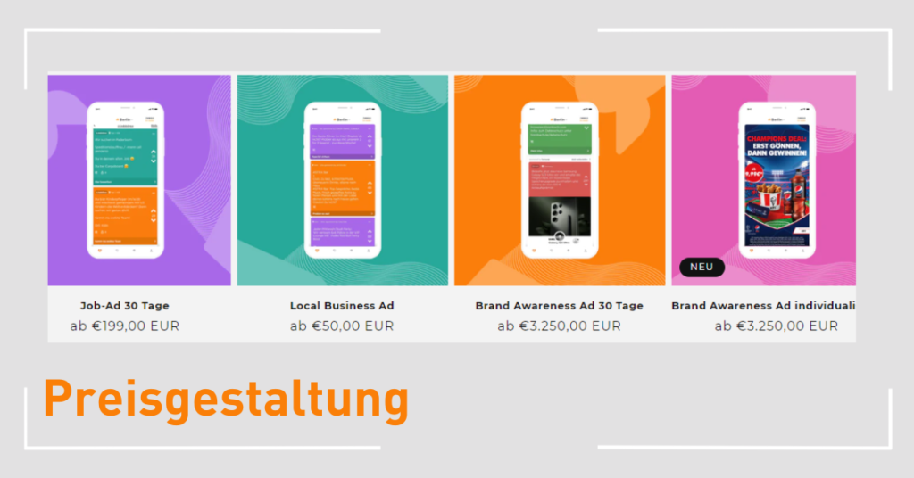 Jodel Ads - Preisgestaltung | Quelle: https://ads.jodel.com/ | Stand: 21.06.23