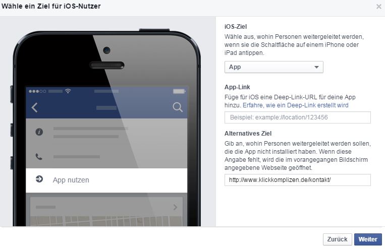 Facebook Call-to-Action für App-Kauf einrichten