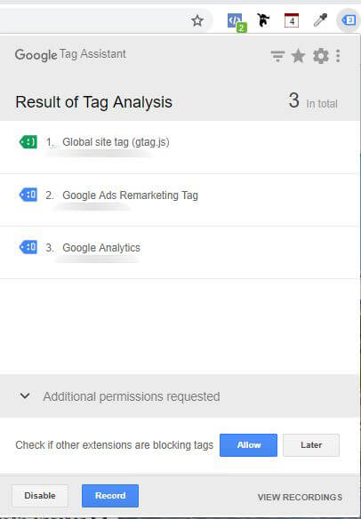 Add On Google Tag Assistant