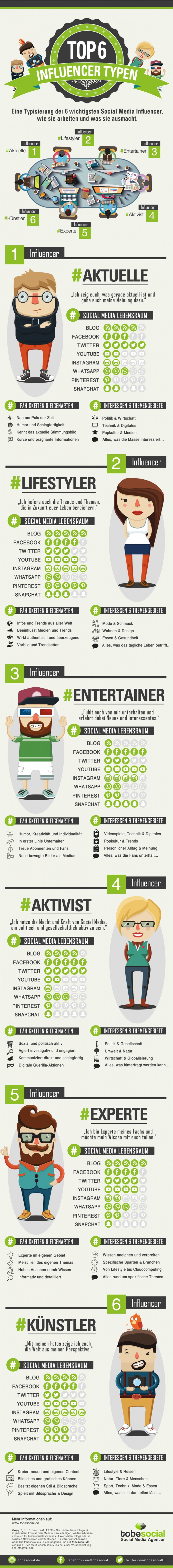 Inforgrafik Typologien der Influencer