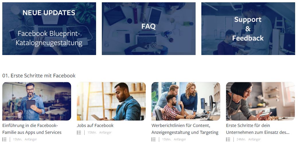 Facebook Blueprint Homepage