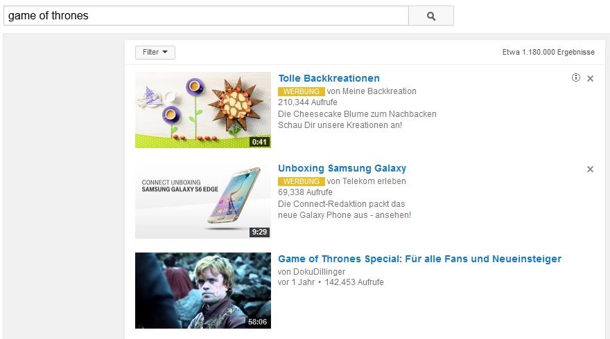 YouTube Werbung