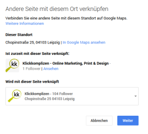 Verknüpfung von Google+ Seiten