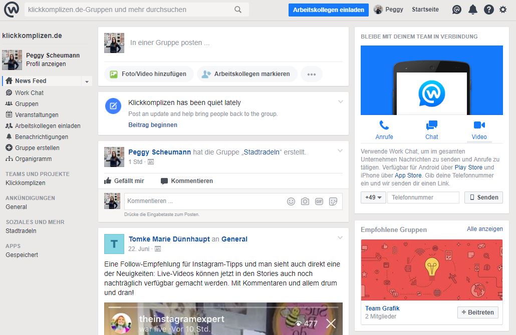 wokrplace by facebook news feed
