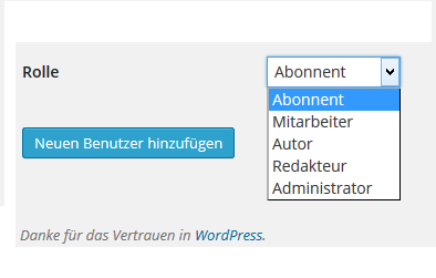 Wordpress verschiedene Benutzer anlegen