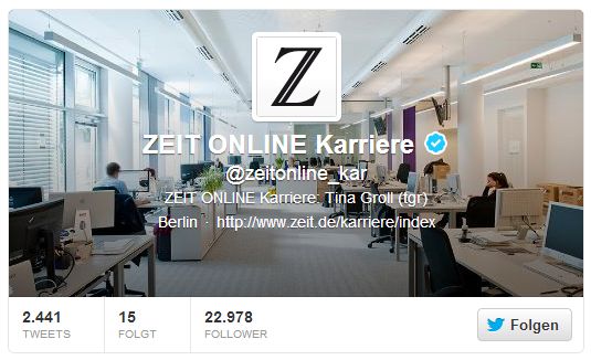 Screenshot - Twitter Account Zeit Online Karriere